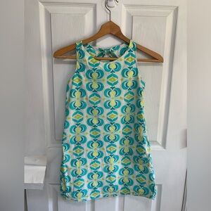 Vintage GAP KIDS Turquoise Green Blue Lime Patterned Cotton Pocket Sundress 8